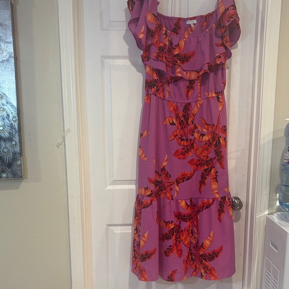 Sofia by Sofia Vergara Purple and Orange Floral Maxi Dress - Picture 1 of 4